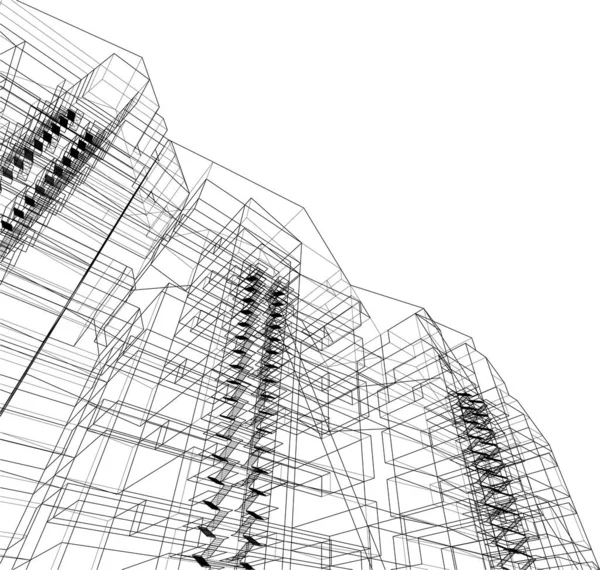 Líneas Abstractas Dibujo Concepto Arte Arquitectónico Formas Geométricas Mínimas — Vector de stock