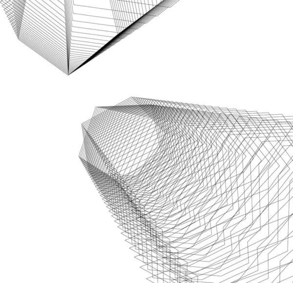 Lignes Dessin Abstraites Dans Concept Art Architectural Formes Géométriques Minimales — Image vectorielle