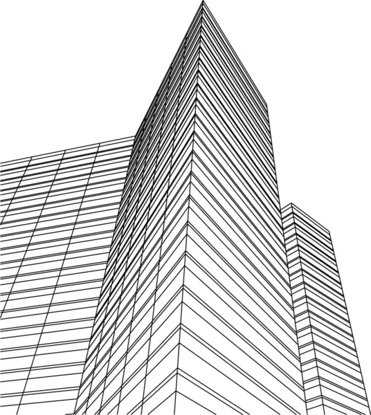 Abstracte Tekenlijnen Architectonisch Kunstconcept Minimale Geometrische Vormen — Stockvector