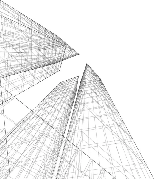 Líneas Abstractas Dibujo Concepto Arte Arquitectónico Formas Geométricas Mínimas — Archivo Imágenes Vectoriales