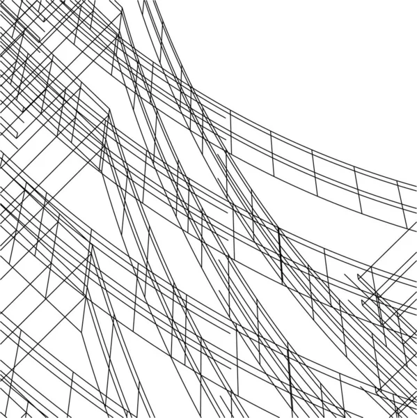 Abstracte Tekenlijnen Architectonisch Kunstconcept Minimale Geometrische Vormen — Stockvector