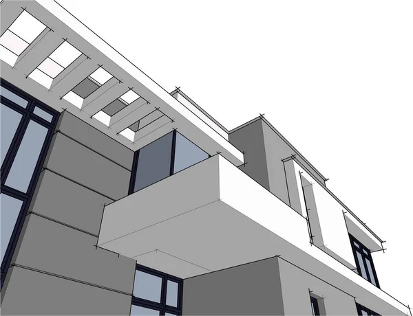 建築芸術の概念における抽象的な線や最小限の幾何学的形状 — ストックベクタ