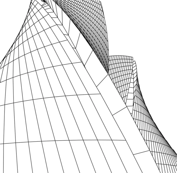 Elvont Rajzvonalak Építészeti Képzőművészetben Minimális Geometriai Formák — Stock Vector