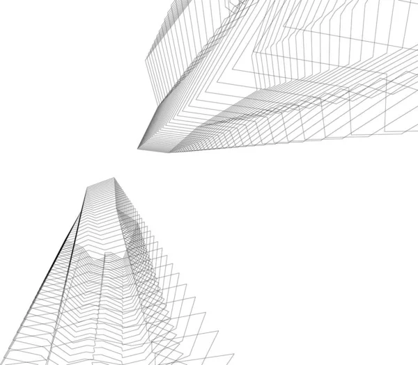 Líneas Abstractas Dibujo Concepto Arte Arquitectónico Formas Geométricas Mínimas — Archivo Imágenes Vectoriales