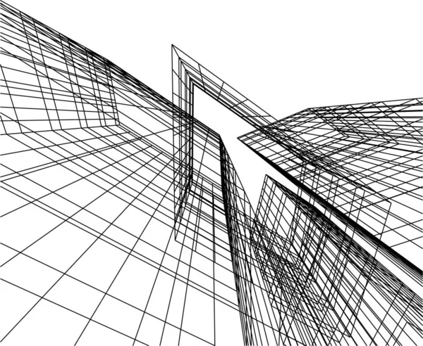 Abstraktní Kreslicí Čáry Architektonickém Pojetí Minimální Geometrické Tvary — Stockový vektor