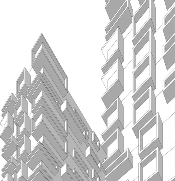 Abstracte Tekenlijnen Architectonisch Kunstconcept Minimale Geometrische Vormen — Stockvector