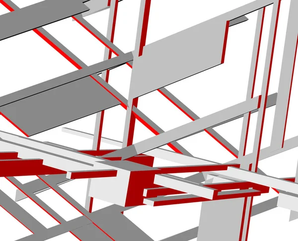 Elvont Rajzvonalak Építészeti Képzőművészetben Minimális Geometriai Formák — Stock Vector