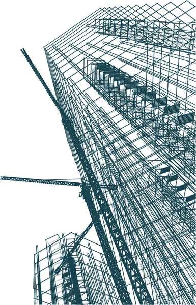 Abstrakta Teckningslinjer Arkitektonisk Konst Koncept Minimala Geometriska Former — Stock vektor