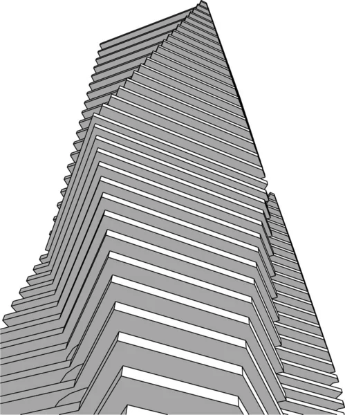 Linee Disegno Astratte Nel Concetto Arte Architettonica Forme Geometriche Minime — Vettoriale Stock