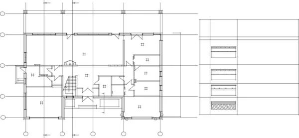 建築芸術の概念における抽象的な線や最小限の幾何学的形状 — ストックベクタ