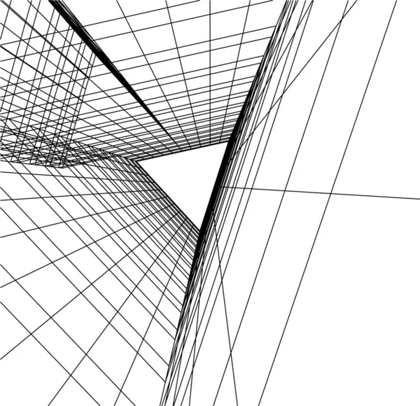 Linee Disegno Astratte Nel Concetto Arte Architettonica Forme Geometriche Minime — Vettoriale Stock