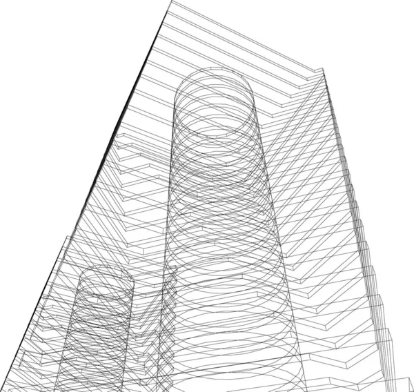 Abstraktní Kreslicí Čáry Architektonickém Pojetí Minimální Geometrické Tvary — Stockový vektor