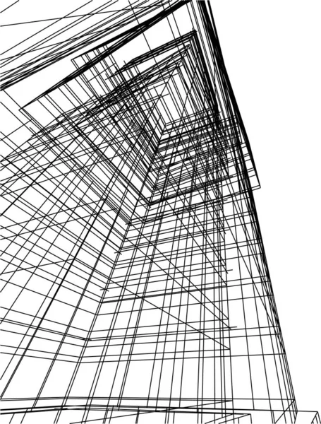 Líneas Abstractas Dibujo Concepto Arte Arquitectónico Formas Geométricas Mínimas — Archivo Imágenes Vectoriales