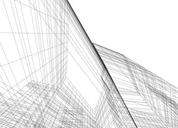 Abstrakta Teckningslinjer Arkitektonisk Konst Koncept Minimala Geometriska Former — Stock vektor