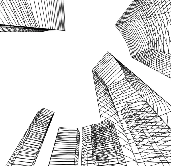 Abstrakte Zeichnungslinien Architektonischen Kunstkonzept Minimale Geometrische Formen — Stockvektor