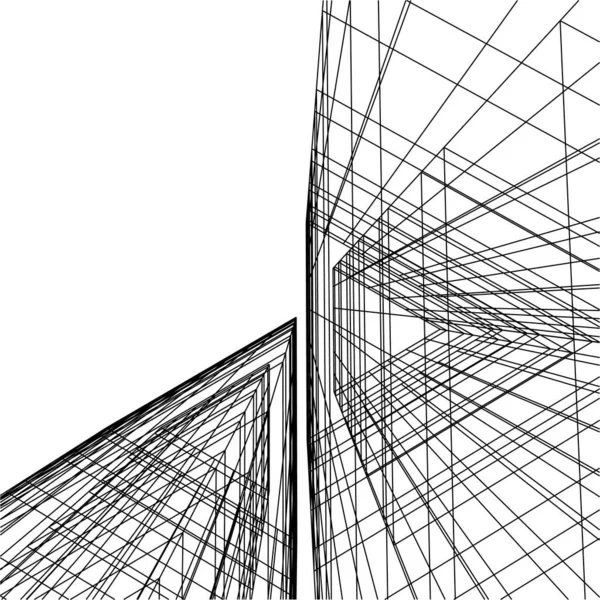 Lignes Dessin Abstraites Dans Concept Art Architectural Formes Géométriques Minimales — Image vectorielle