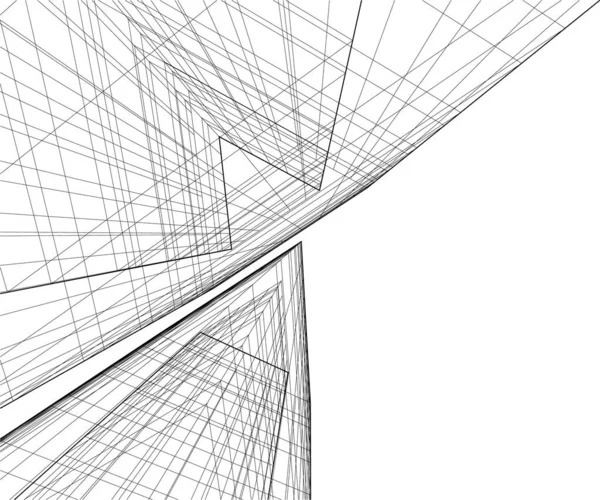 Abstrakte Zeichnungslinien Architektonischen Kunstkonzept Minimale Geometrische Formen — Stockvektor