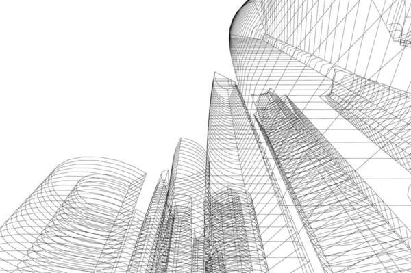 Lignes Dessin Abstraites Dans Concept Art Architectural Formes Géométriques Minimales — Image vectorielle