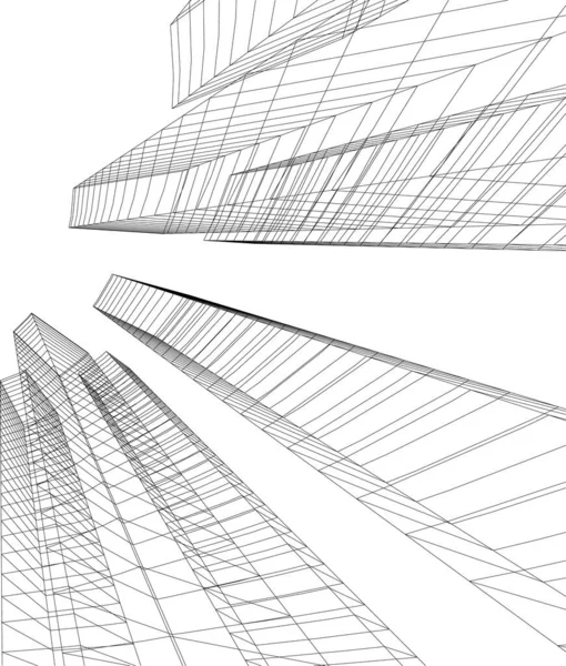 Abstracte Tekenlijnen Architectonisch Kunstconcept Minimale Geometrische Vormen — Stockvector