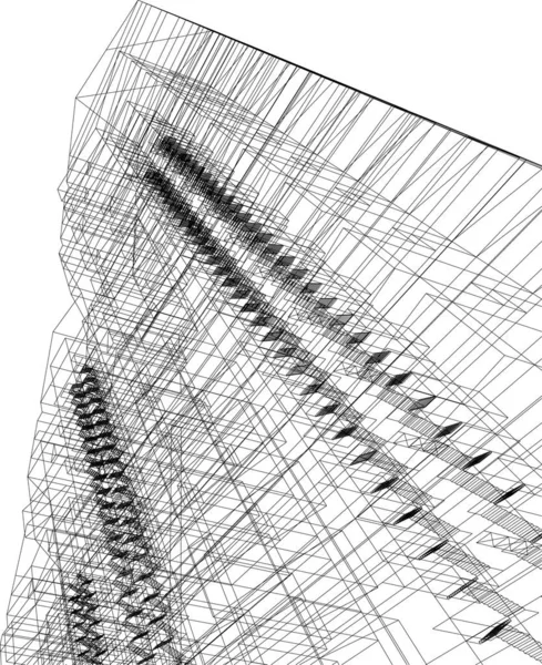 Linee Disegno Astratte Nel Concetto Arte Architettonica Forme Geometriche Minime — Vettoriale Stock