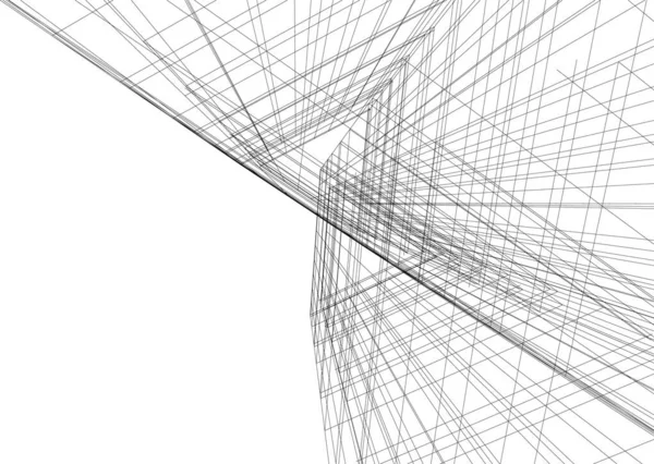 Líneas Abstractas Dibujo Concepto Arte Arquitectónico Formas Geométricas Mínimas — Archivo Imágenes Vectoriales