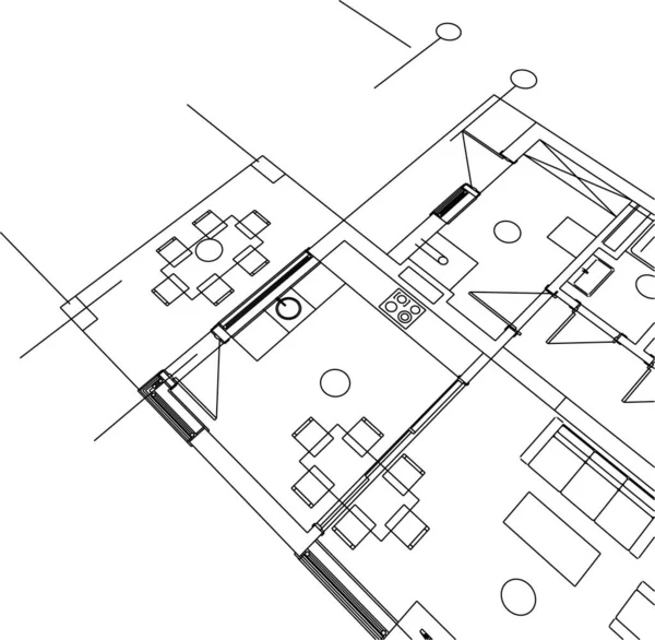 Líneas Abstractas Dibujo Concepto Arte Arquitectónico Formas Geométricas Mínimas — Archivo Imágenes Vectoriales