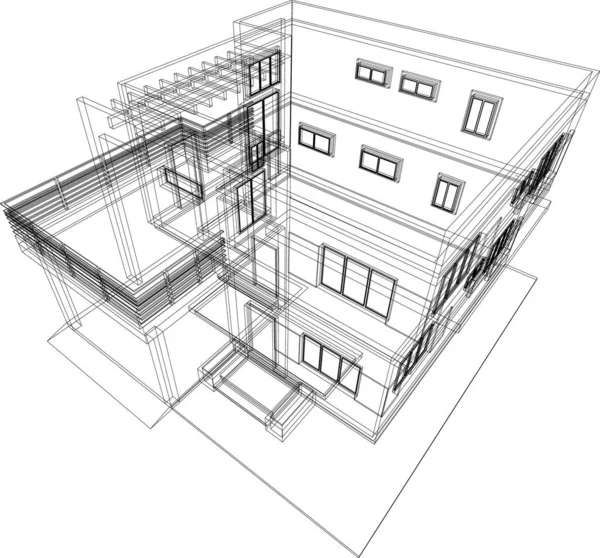 Architektur Gebäude Illustration Auf Hintergrund — Stockvektor