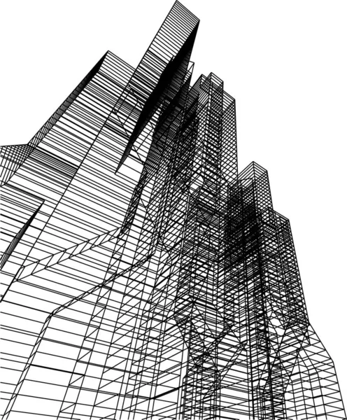 Linhas Abstratas Desenho Conceito Arte Arquitetônica Formas Geométricas Mínimas — Vetor de Stock