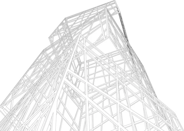 Abstrakta Teckningslinjer Arkitektonisk Konst Koncept Minimala Geometriska Former — Stock vektor