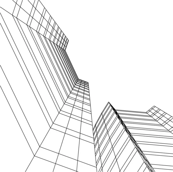 Abstrakcyjne Linie Rysunku Koncepcji Sztuki Architektonicznej Minimalne Kształty Geometryczne — Wektor stockowy