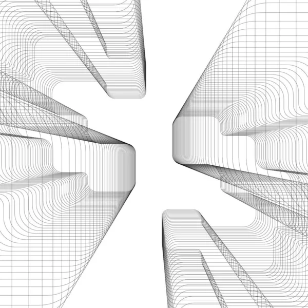 Líneas Abstractas Dibujo Concepto Arte Arquitectónico Formas Geométricas Mínimas — Archivo Imágenes Vectoriales