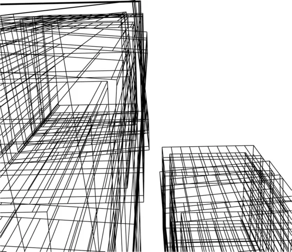 Lignes Dessin Abstraites Dans Concept Art Architectural Formes Géométriques Minimales — Image vectorielle