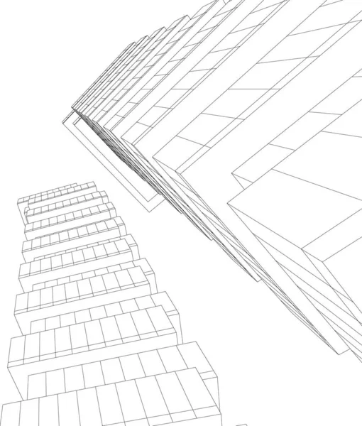 Lignes Dessin Abstraites Dans Concept Art Architectural Formes Géométriques Minimales — Image vectorielle