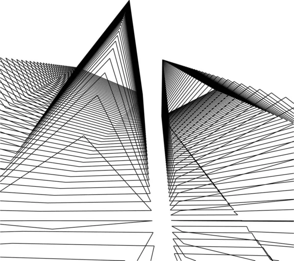 最小限の幾何学的形状建築線 — ストックベクタ