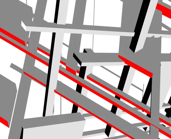 Abstrakta Teckningslinjer Arkitektonisk Konst Koncept Minimala Geometriska Former — Stock vektor