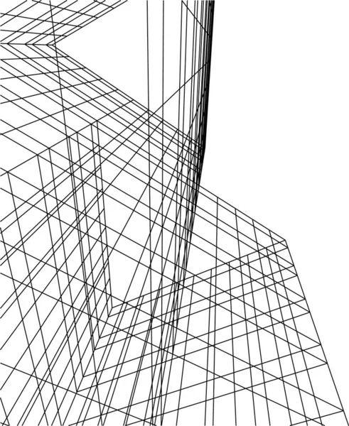 Líneas Abstractas Dibujo Concepto Arte Arquitectónico Formas Geométricas Mínimas — Archivo Imágenes Vectoriales