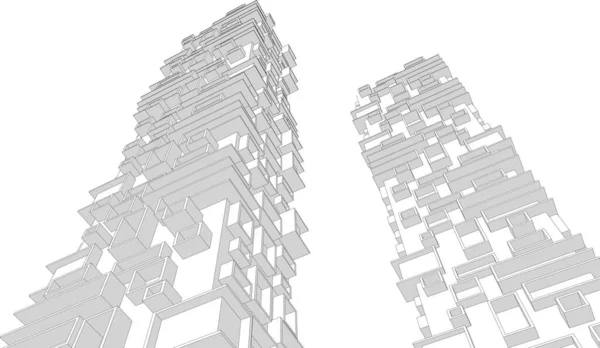 Abstracte Tekenlijnen Architectonisch Kunstconcept Minimale Geometrische Vormen — Stockvector