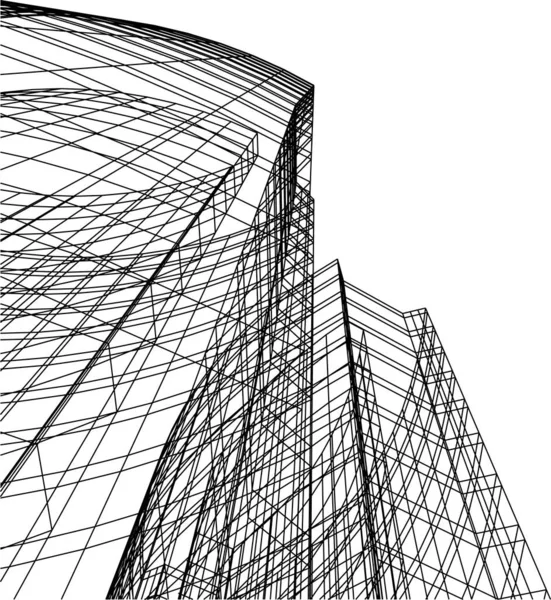 Abstrakte Zeichnungslinien Architektonischen Kunstkonzept Minimale Geometrische Formen — Stockvektor