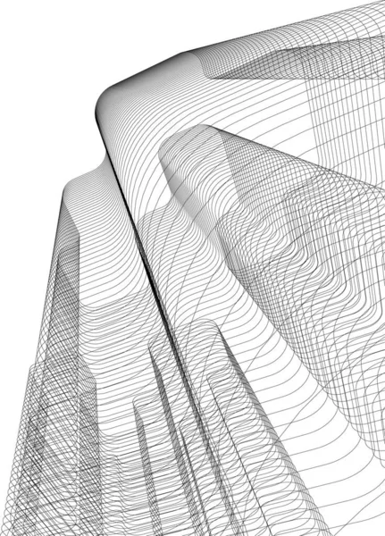 Elvont Rajzvonalak Építészeti Képzőművészetben Minimális Geometriai Formák — Stock Vector