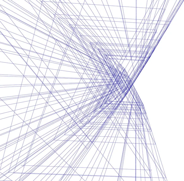 Elvont Rajzvonalak Építészeti Képzőművészetben Minimális Geometriai Formák — Stock Vector