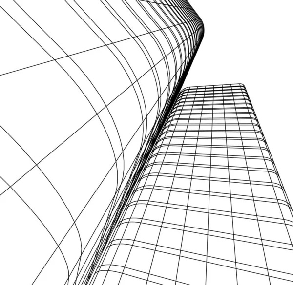 Elvont Rajzvonalak Építészeti Képzőművészetben Minimális Geometriai Formák — Stock Vector