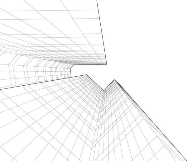 Abstraktní Kreslicí Čáry Architektonickém Pojetí Minimální Geometrické Tvary — Stockový vektor