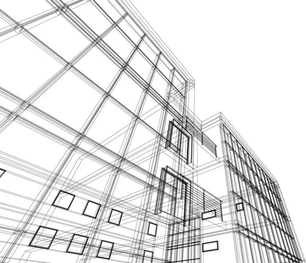 Abstrakta Teckningslinjer Arkitektonisk Konst Koncept Minimala Geometriska Former — Stock vektor