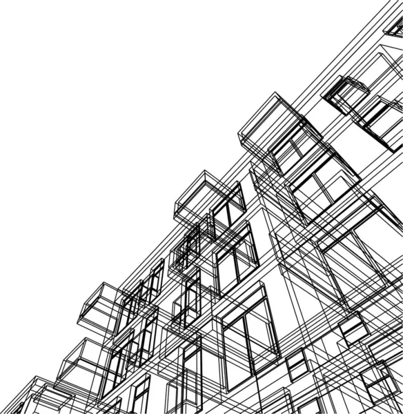 Abstrakcyjne Linie Rysunku Koncepcji Sztuki Architektonicznej Minimalne Kształty Geometryczne — Wektor stockowy