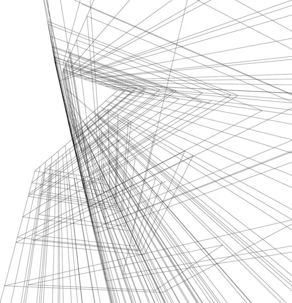 Abstrakte Zeichnungslinien Architektonischen Kunstkonzept Minimale Geometrische Formen — Stockvektor