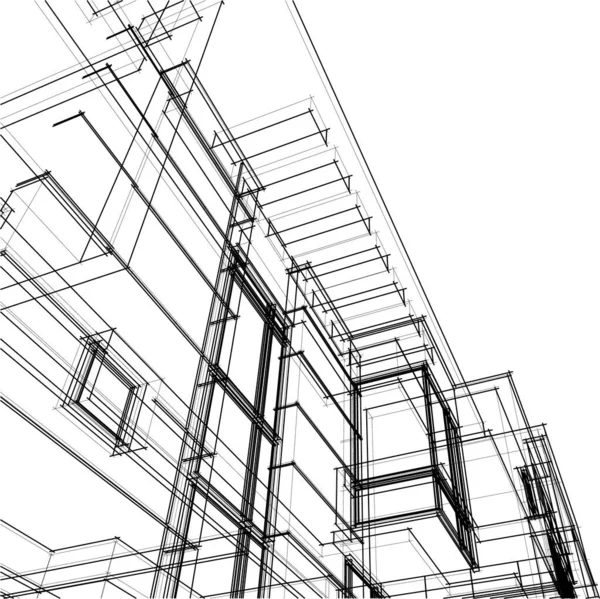 Linee Disegno Astratte Nel Concetto Arte Architettonica Forme Geometriche Minime — Vettoriale Stock