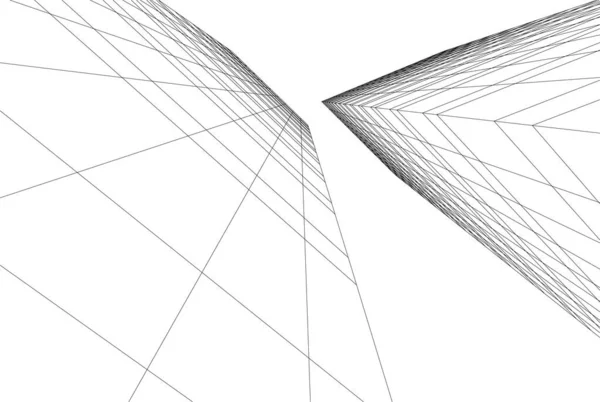 Abstracte Tekenlijnen Architectonisch Kunstconcept Minimale Geometrische Vormen — Stockvector