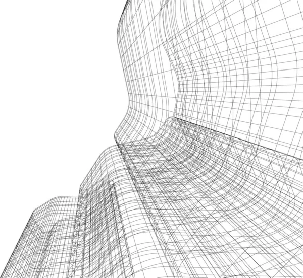 Líneas Abstractas Dibujo Concepto Arte Arquitectónico Formas Geométricas Mínimas — Archivo Imágenes Vectoriales