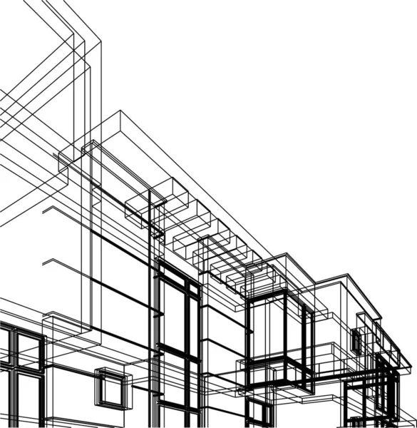 Abstrakta Teckningslinjer Arkitektonisk Konst Koncept Minimala Geometriska Former — Stock vektor