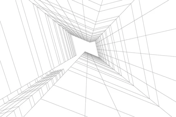 Lignes Dessin Abstraites Dans Concept Art Architectural Formes Géométriques Minimales — Image vectorielle